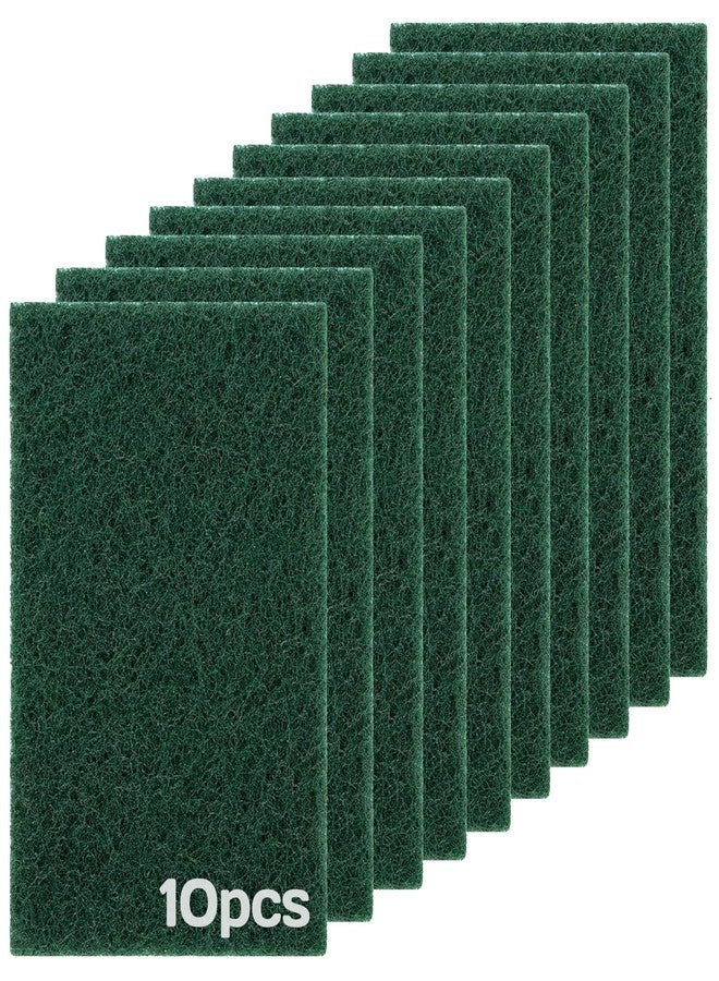 OLLBIT Heavy Duty Scouring Pad 10Pcs Scouring Pads Green Scrubbing Pads for Heavy Duty Cleaning Scrubbing Pads for Kitchen Bathroom Household Cleaning Dish Scrubber Scrubbing Sponges - Image 1